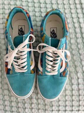 Vans Mens Teal Multi-Color Suede Skate Shoes